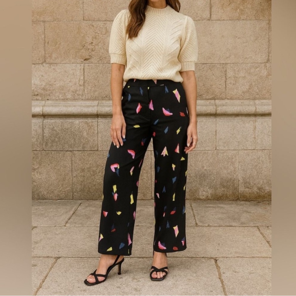 Chic Black Multicolor Patterned Wide Leg Pants - … - image 1